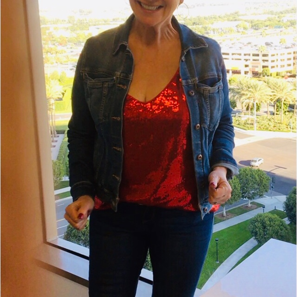 Red sequined top
